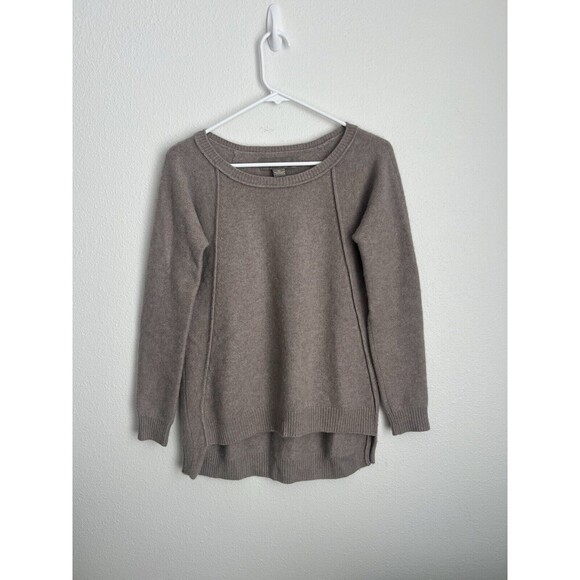 Ply Cashmere Taupe Sweater High-Low Hem Soft Knit Pullover XS Oversized Layering - Picture 1 of 7